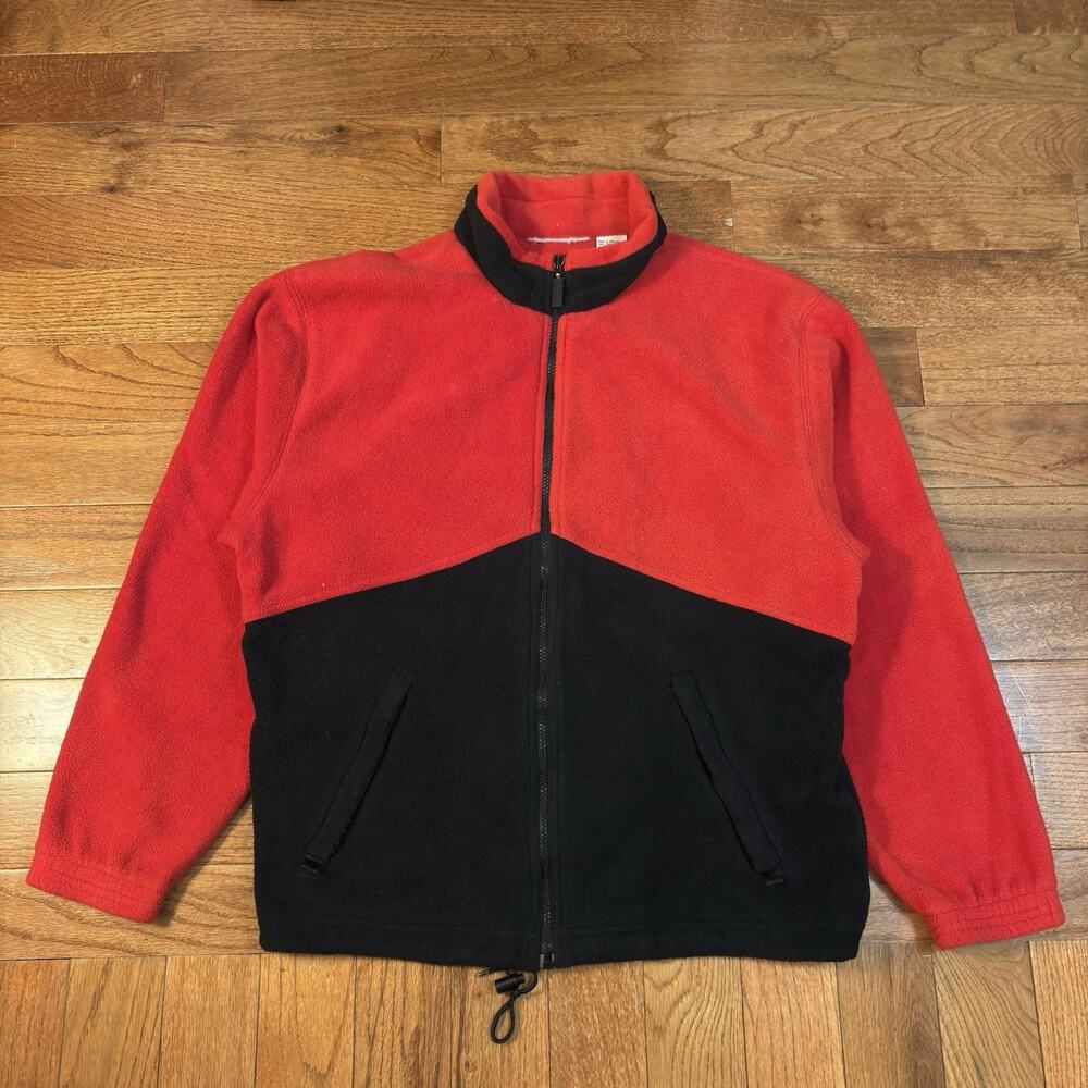 Vintage Marlboro Unlimited Fleece Jacket Red Black Colorblock Size M RN 90163